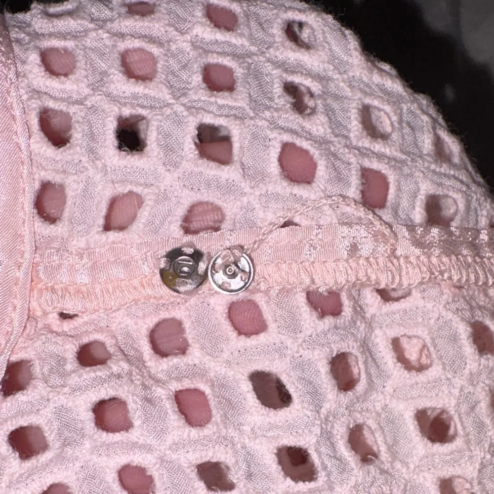 XS 00 Pink Eyelet Peplum Blouse with cinch adjustable peplum waist - Picture 11 of 11